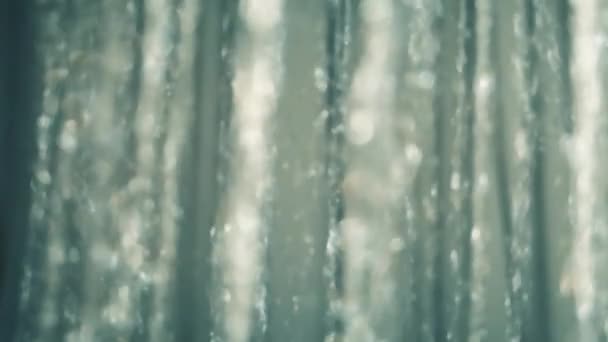 Blurred Shower Flowing Close Slow Motion Falling Water Drops Slow — Stock Video