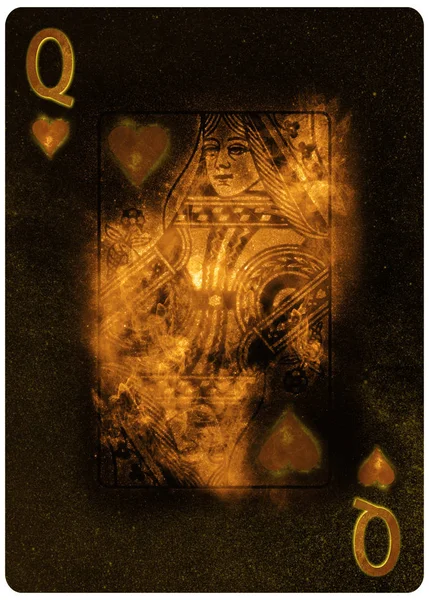 Drottningen av hjärtan spelkort abstrakt bakgrund — Stockfoto