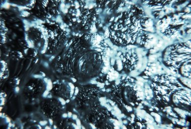 Hava kabarcıkları, su altı kabarcıkları Soyut Arkaplan.