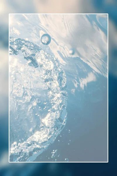 水中背景白いボーダーフレーム、水面ブランク — ストック写真