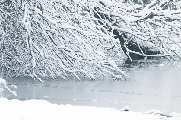 Παγωμένη λίμνη το χειμώνα, Χειμερινή λίμνη σκηνή — Φωτογραφία Αρχείου