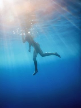 Bikini Sualtı Perspektif Tropikal Denizde Kadın