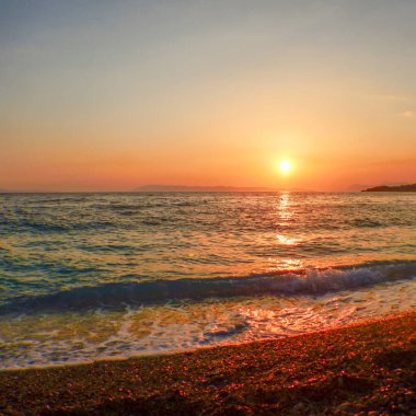 Sahilde Güzel Gün Batımı, Güneş, Gökyüzü, Deniz, Dalgalar