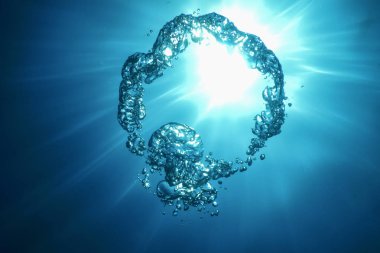 Bubble Ring Underwater ascends towards the Sun. clipart