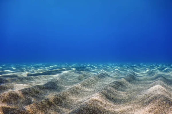 Sualtı Mavi Okyanusu, Kumlu deniz tabanı Su altı arka planı — Stok fotoğraf