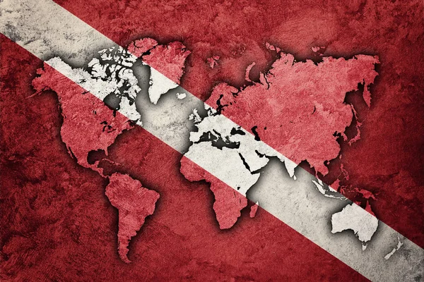 Dalgıç Down Flag, Dünya Haritası Scuba bayrağı. 