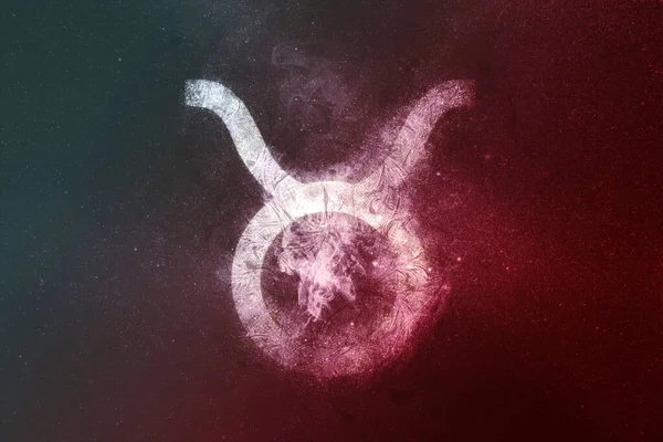 Taurus Zodiacs tegn hvit rød. Nattehimmelen Abstrakt bakgrunn – stockfoto