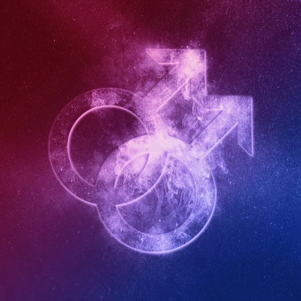 Σύμβολο ανδρικής ομοφυλοφιλίας Κόκκινο Μπλε. Γκέι ιερογλυφικό. Διπλό ανδρικό σύμβολο — Φωτογραφία Αρχείου