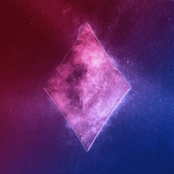 Діамантовий символ Червоний синій. Граючи в карти. Abstract night sky backgr — стокове фото