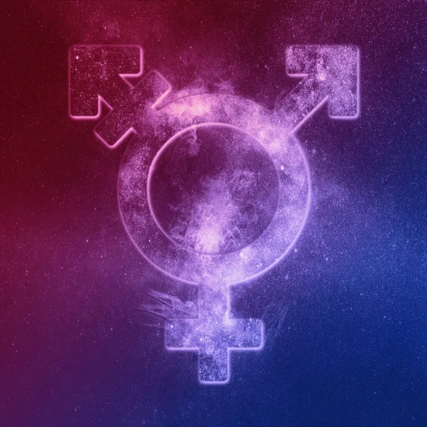 Transznemű szimbólum, piros kék. Transznemű jel. Absztrakt éjszaka s — Stock Fotó