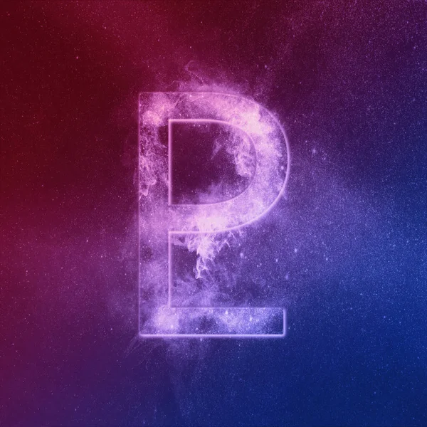 Planet Pluto Symbol Red Blue. Pluto sign. Abstract night sky bac — Stock Photo, Image