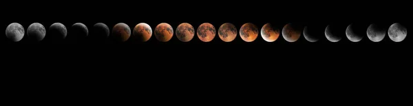 Lunar Eclipse Phases, Blood moon, Composite Lunar Eclipse — Stock Photo, Image