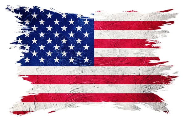 アメリカ国旗を掲揚する アメリカンフラッグにグランジの食感 ブラシストローク — ストック写真