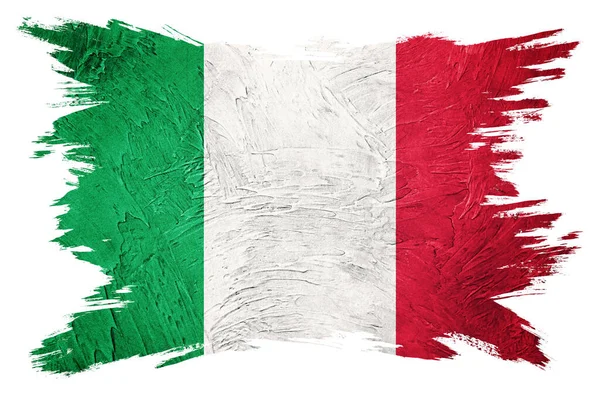 摘下意大利国旗意大利国旗 质地粗犷 刷子笔划 — 图库照片