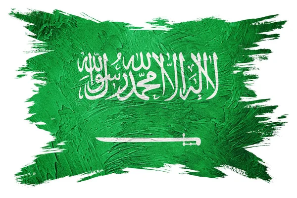 Σημαία Της Σαουδικής Αραβίας Σημαία Σαουδικής Αραβίας Υφή Grunge Πινέλο — Φωτογραφία Αρχείου