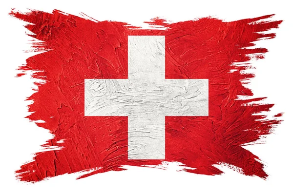 Grunge Switzerland Flag Swiss Flag Grunge Texture Brush Stroke — Stock Photo, Image