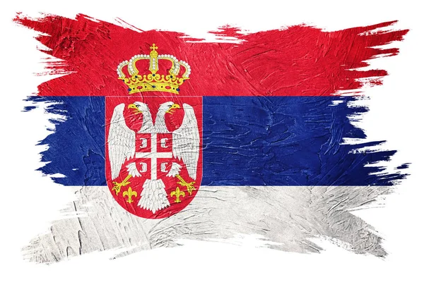 Grunge Sırp Bayrağı Sırbistanda Grunge Desenli Bayrak Fırça Darbesi — Stok fotoğraf