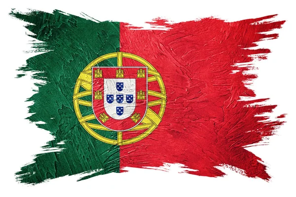 Bandera Grunge Portugal Bandera Portugal Con Textura Grunge Pincelada — Foto de Stock