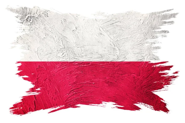 ポーランド国旗を掲揚する ポーランドの国旗にグランジの質感 ブラシストローク — ストック写真