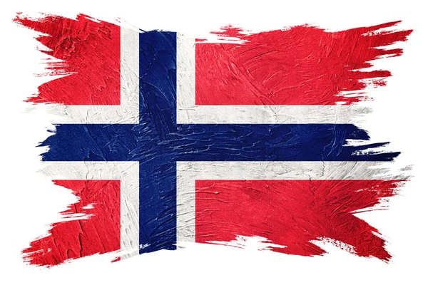 Гранж Флаг Норвегии Флаг Норвегии Гранж Текстурой Мазок Кисти — стоковое фото
