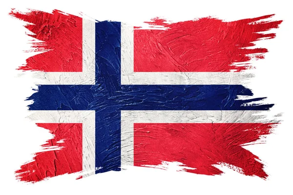 Grunge Bandera Noruega Bandera Noruega Con Textura Grunge Pincelada —  Fotos de Stock