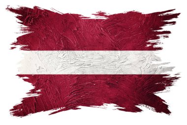 Grunge Letonya bayrağı. Grunge desenli Letonya bayrağı. Fırça darbesi.