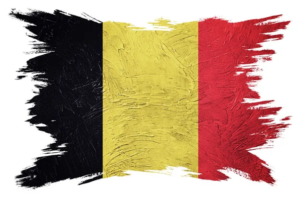Grunge Bandera Bélgica Bandera Belga Con Textura Grunge Pincelada — Foto de Stock