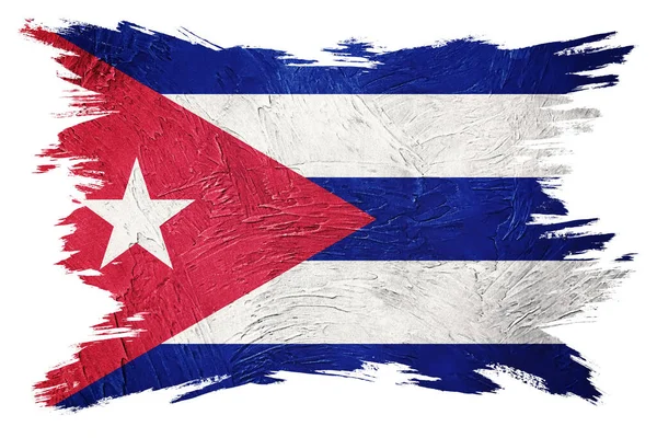 キューバ国旗を掲揚する キューバの国旗にグランジの質感 ブラシストローク — ストック写真