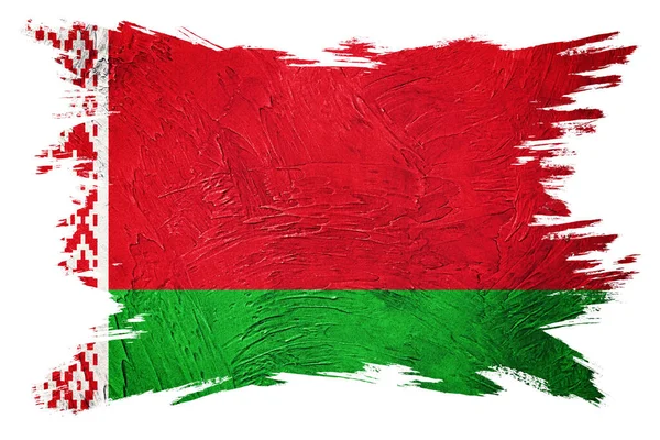Grunge Belarus flag. Belorussian flag with grunge texture. Brush stroke.
