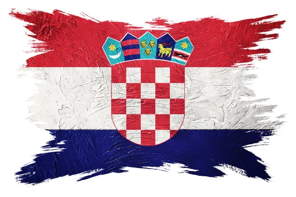 Grunge Drapeau Croatie Drapeau Croate Avec Texture Grunge Course Brosse — Photo