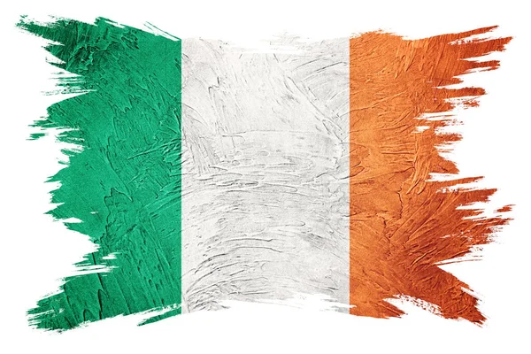 Огромный Флаг Ирландии Ирландский Флаг Гранж Текстурой Мазок Кисти — стоковое фото