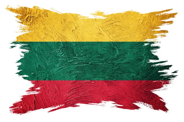 리투아니아 국기를 흔들어 놓는다 리투아니아 국기에 그을린 브러시 스트로크 — 스톡 사진