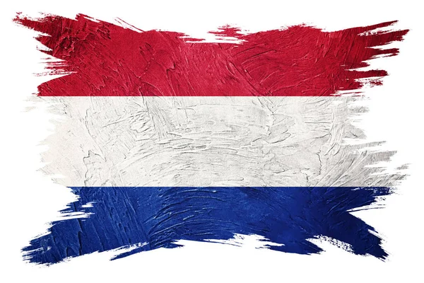 Grunge Nederland Vlag Nederlands Vlag Met Grunge Textuur Borstelslag — Stockfoto