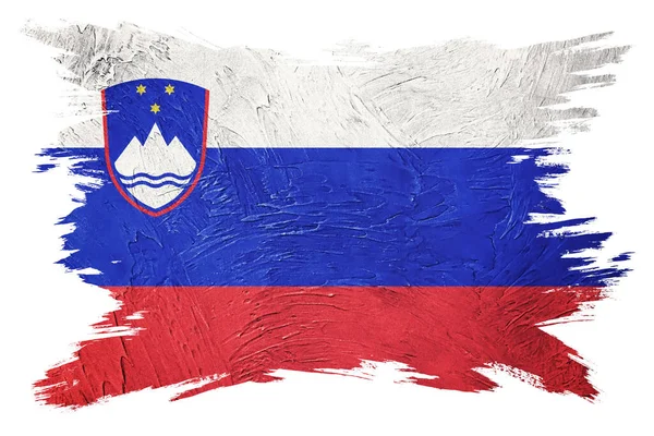 Державний Прапор Словенії Словенський Прапор Текстурою Гранджу Грубий Удар — стокове фото