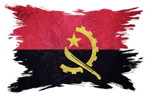 Grunge Angola Vlag Angola Vlag Met Grunge Textuur Borstelslag — Stockfoto