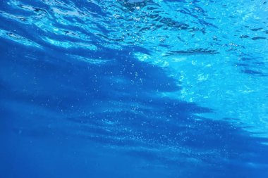 Su yüzeyinin sualtı görüntüsü. Su altı Arkaplanı.