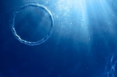 Sualtı Baloncuk Halkası Güneş 'e doğru yükseliyor