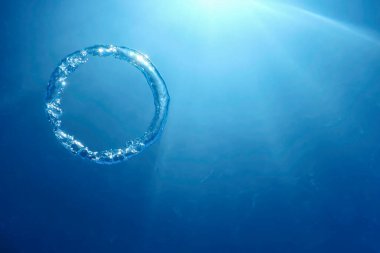 Sualtı Baloncuk Halkası Güneş 'e doğru yükseliyor