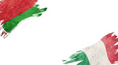 Beyaz sırtüstü duran Beyaz Rusya ve İtalya Bayrakları