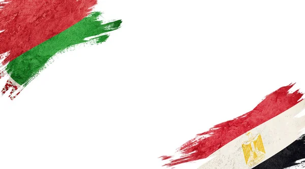Bandiere Bielorussia Egitto Sfondo Bianco — Foto Stock