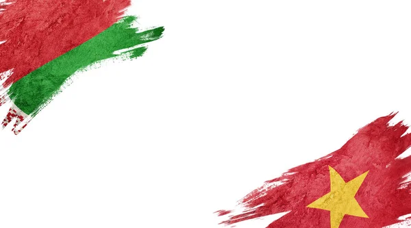 白色背景下的白俄罗斯和越南国旗N — 图库照片