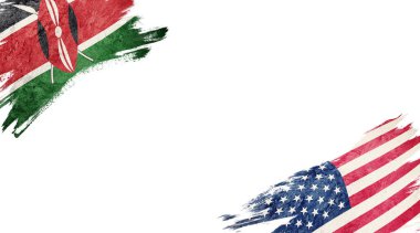 Beyaz arka planda Kenya ve ABD bayrakları