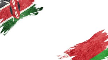 Kenya ve Belarus 'un bayrakları beyaz sırtüstü