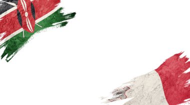 Kenya ve Malta bayrakları beyaz sırtüstü
