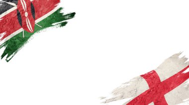 Kenya ve İngiltere 'nin bayrakları beyaz sırtüstü