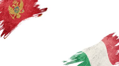 Karadağ ve İtalya bayrakları beyaz sırtüstü