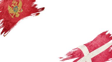 Karadağ ve Danimarka 'nın bayrakları beyaz sırtüstü