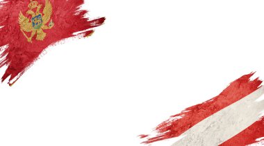 Karadağ ve Avusturya 'nın bayrakları beyaz sırtüstü