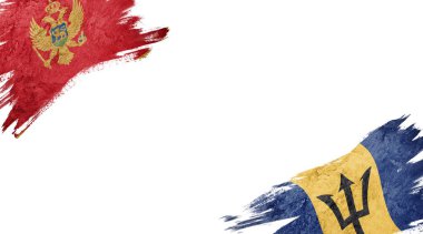Karadağ ve Barbados bayrakları beyaz sırtüstü