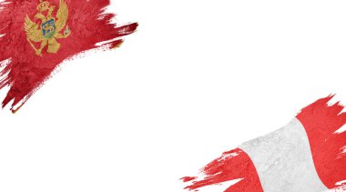 Karadağ ve Peru bayrakları beyaz sırtüstü